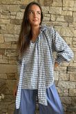 Nonni Gingham Poet Blouse Denim